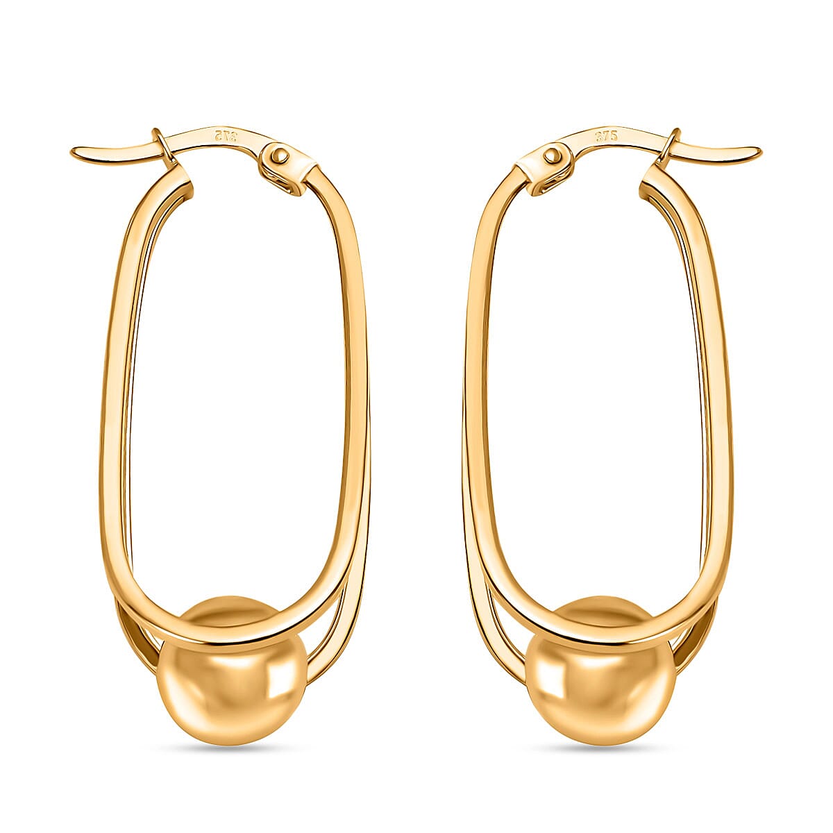 9K Yellow Gold Hinged Hoop Earrings 7674282 3