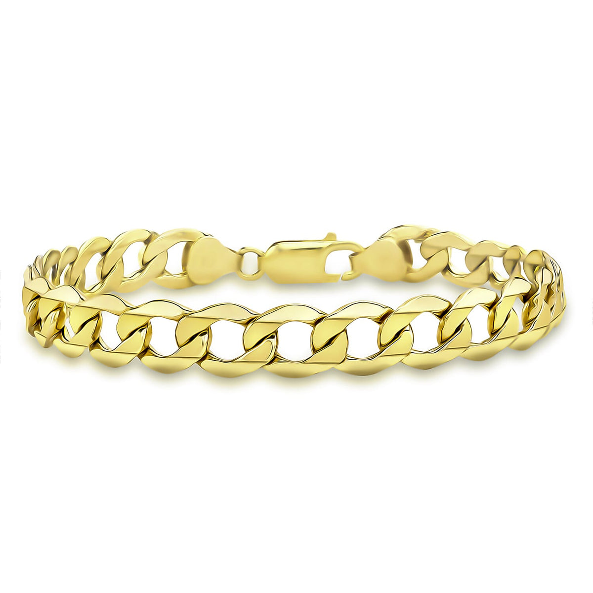 9K Yellow Gold Hollow 6-Sided Curb Chain Bracelet 8.5 Inch 7254646 0