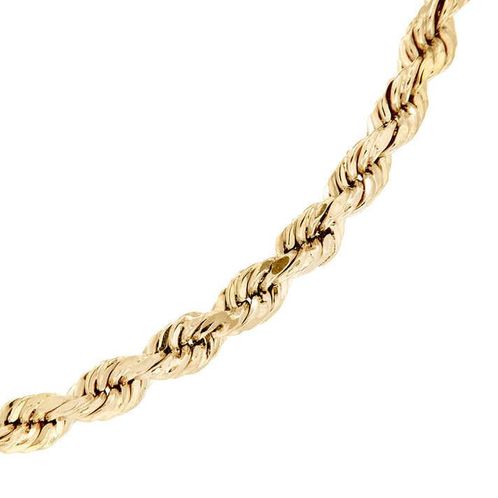 9K Yellow Gold Hollow Diamond Cut Rope Bracelet 7.5 Inch 7078131 2