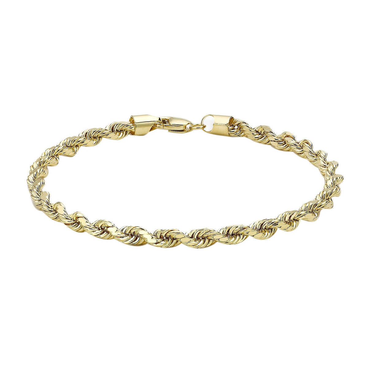 9K Yellow Gold Hollow Diamond Cut Rope Bracelet 7.5 Inch 7078132 0