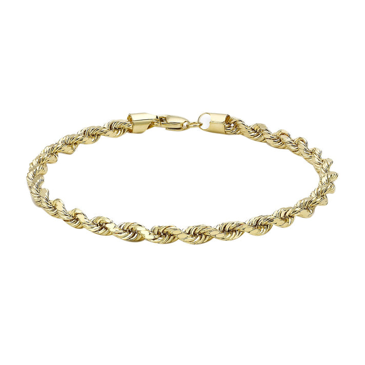 9K Yellow Gold Hollow Diamond Cut Rope Bracelet 7.5 Inch 7078132 1