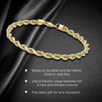 9K Yellow Gold Hollow Diamond Cut Rope Bracelet 7.5 Inch