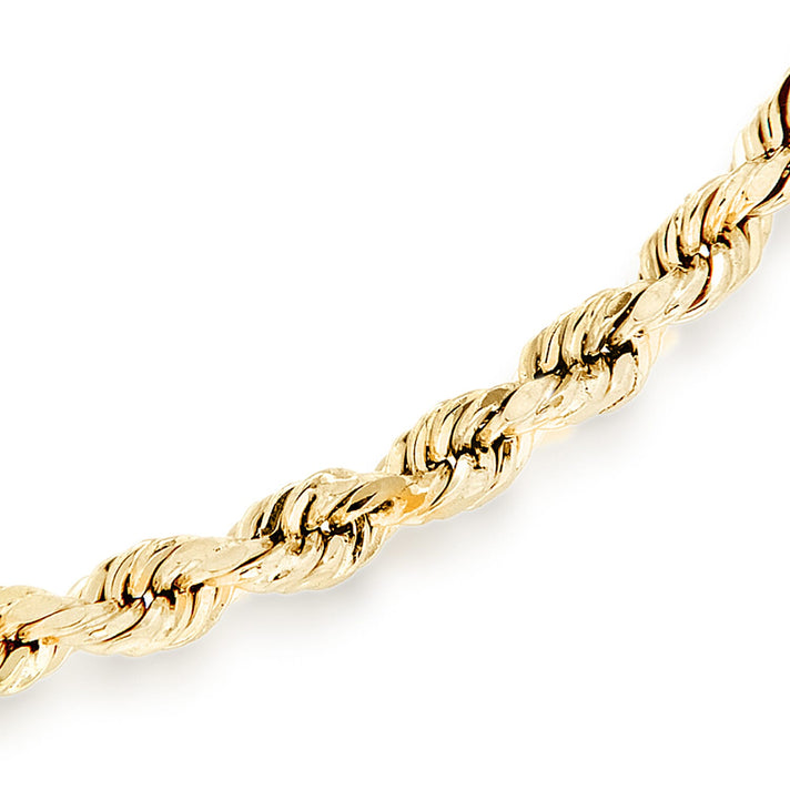 9K Yellow Gold Hollow Diamond Cut Rope Bracelet 7 Inch 7193422 2