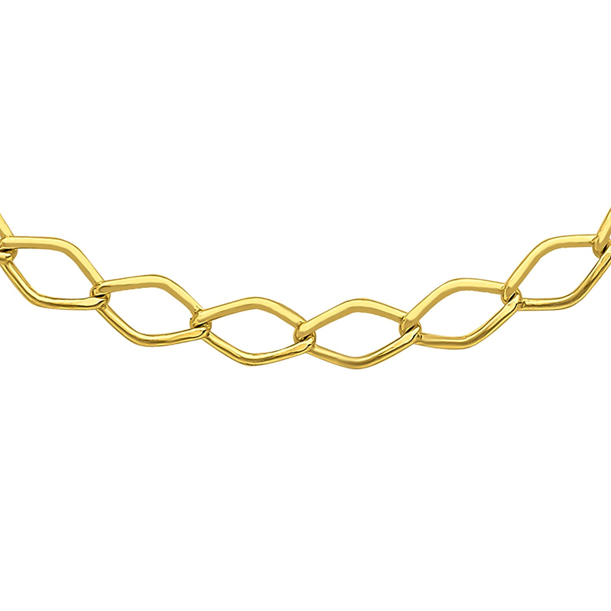 9K Yellow Gold Hollow Diamond Link Curb Chain 18 Inch 7190371 0
