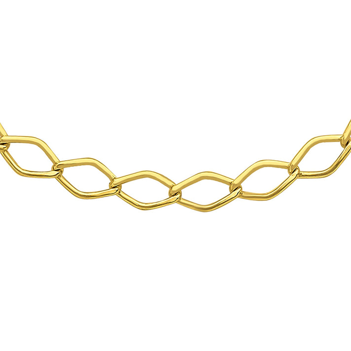 9K Yellow Gold Hollow Diamond Link Curb Chain 18 Inch 7190371 1