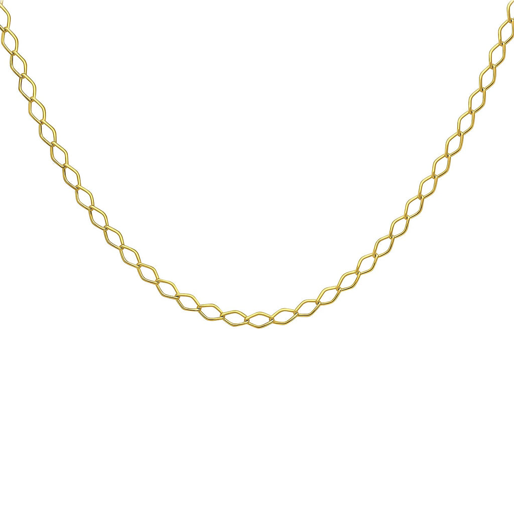 9K Yellow Gold Diamond Link Curb Chain (18 Inch)