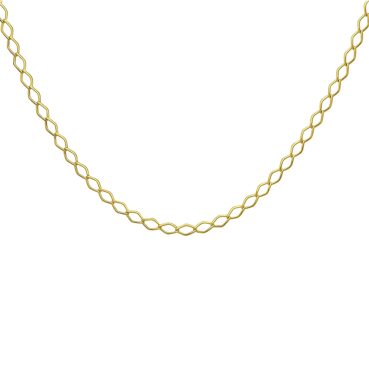 9K Yellow Gold Hollow Diamond Link Curb Chain 18 Inch 7190371 1