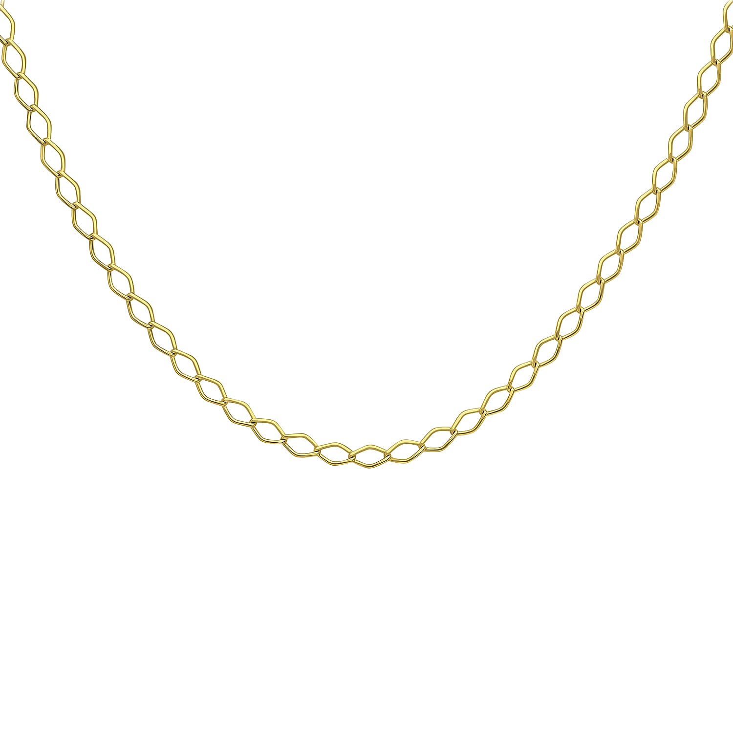 9K Yellow Gold Hollow Diamond Link Curb Chain 18 Inch 7190371 1