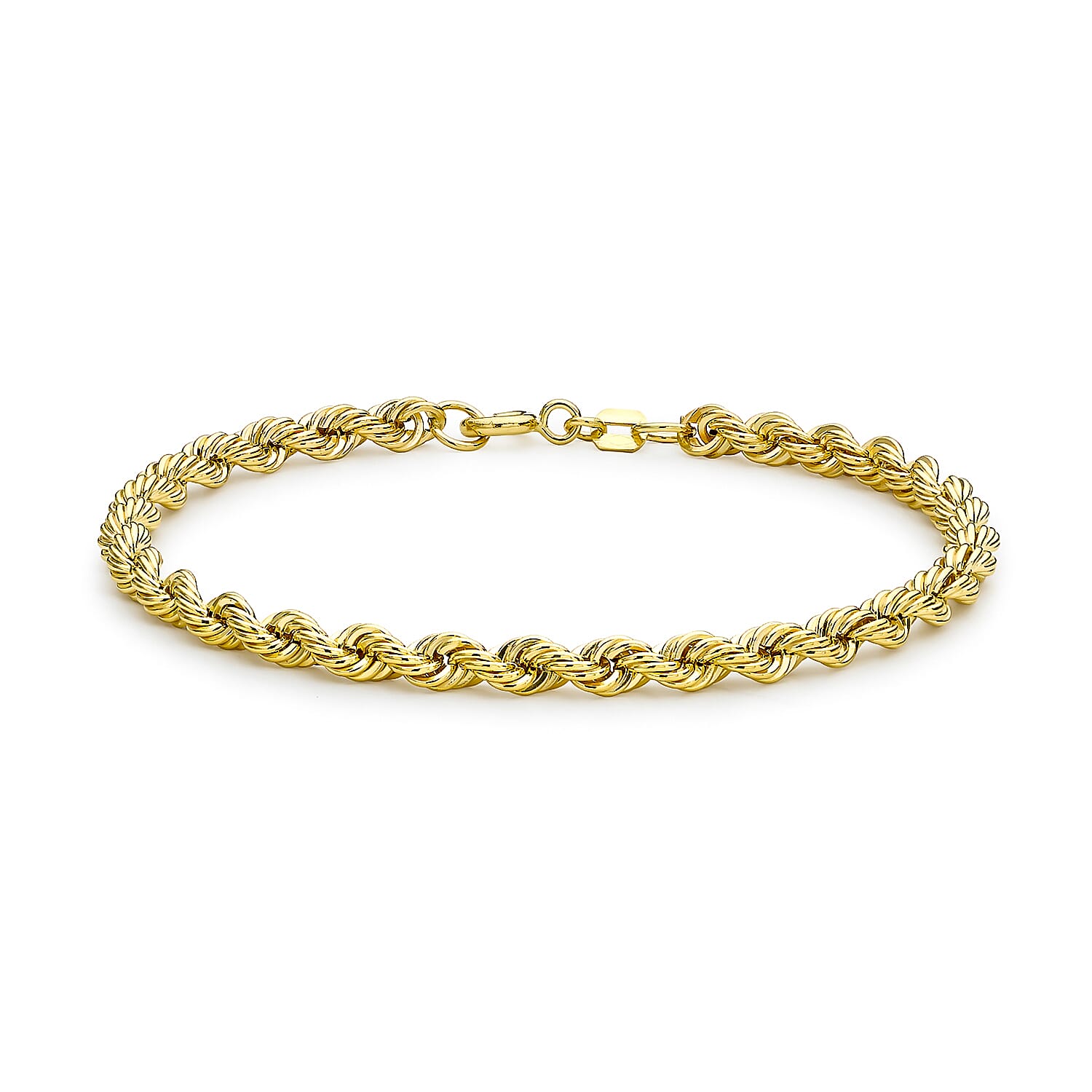 9K Yellow Gold Hollow Rope Chain Bracelet 7.5 Inch 8894659 0
