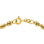9K Yellow Gold Hollow Rope Chain Bracelet 7.5 Inch
