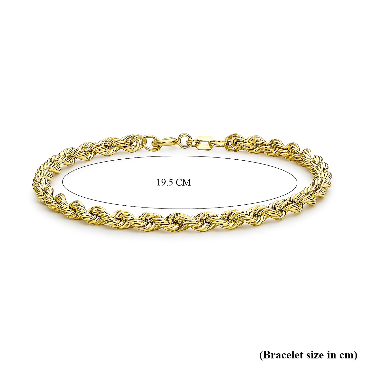 9K Yellow Gold Hollow Rope Chain Bracelet 7.5 Inch 8894659 3