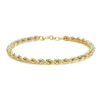 9K Yellow Gold Hollow Rope Chain Bracelet 7 Inch