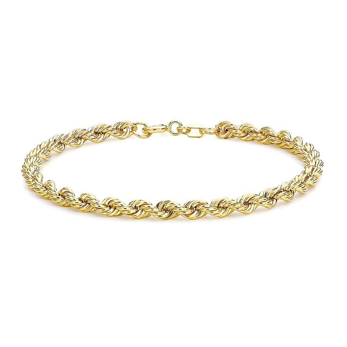 9K Yellow Gold Hollow Rope Chain Bracelet 7 Inch 7078112 1