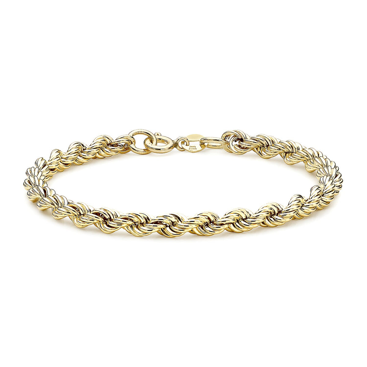 9K Yellow Gold Hollow Rope Chain Bracelet 7 Inch 7078113 0