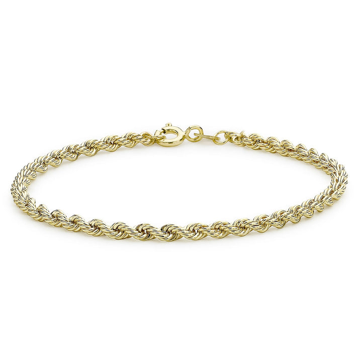 9K Yellow Gold Hollow Rope Chain Bracelet 7 Inch 7193062 1