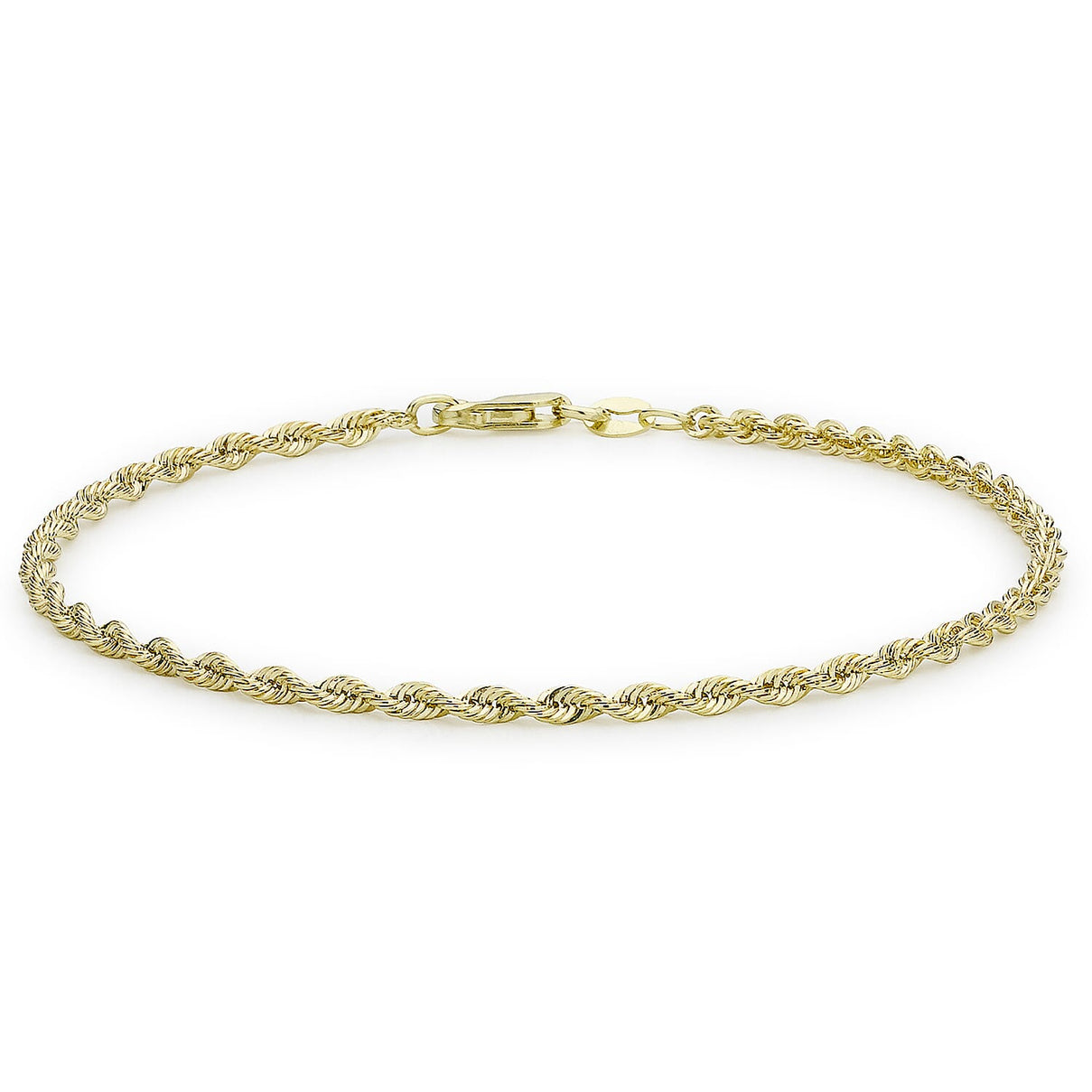 9K Yellow Gold Hollow Rope Chain Bracelet 7 Inch 7193086 0