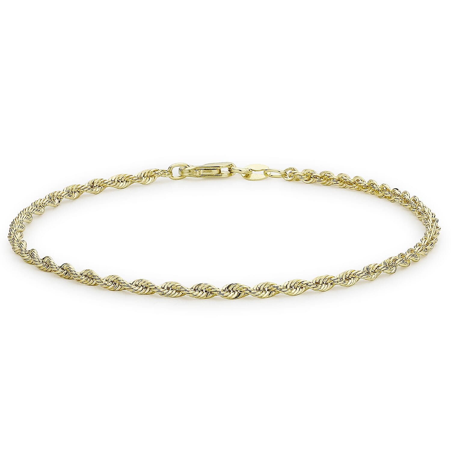 9K Yellow Gold Hollow Rope Chain Bracelet 7 Inch 7193086 0