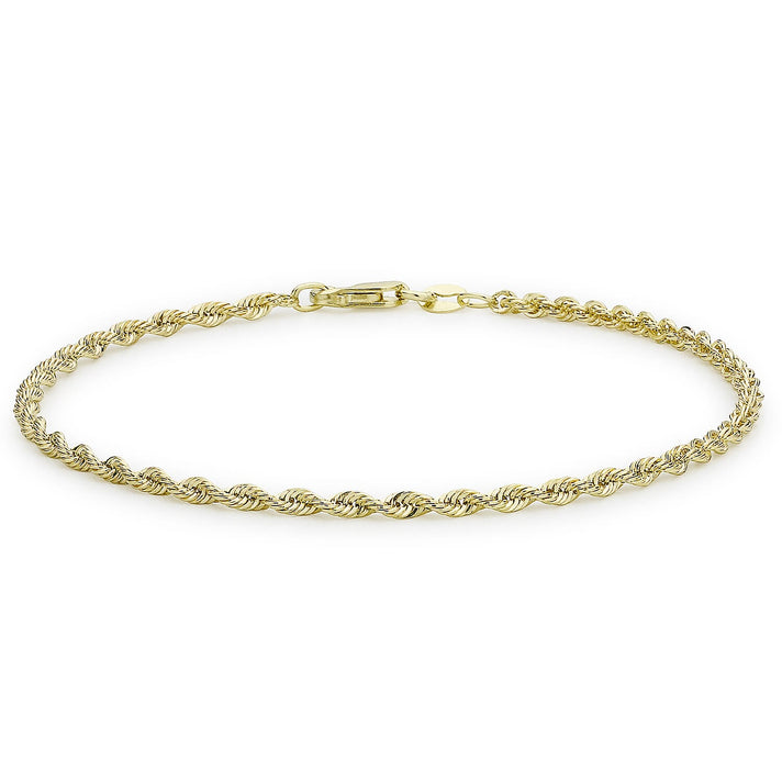 9K Yellow Gold Hollow Rope Chain Bracelet 7 Inch 7193086 1