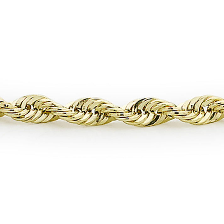9K Yellow Gold Hollow Rope Chain Bracelet 7 Inch 7193086 2