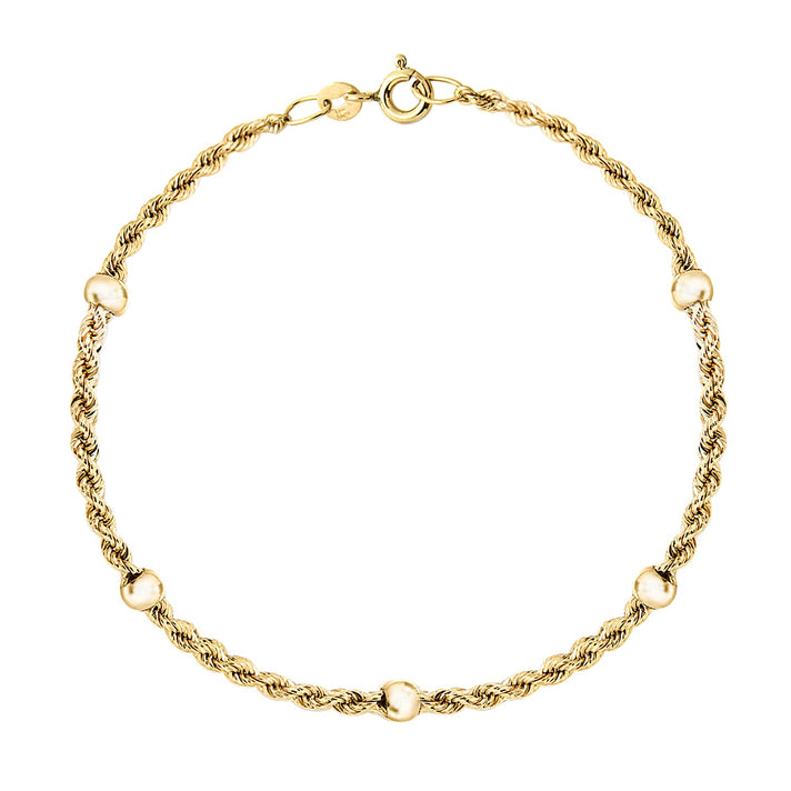 9K Yellow Gold Hollow Rope and 3.5MM Ball Chain Bracelet 7 Inch 1.6 grams 6093015 1