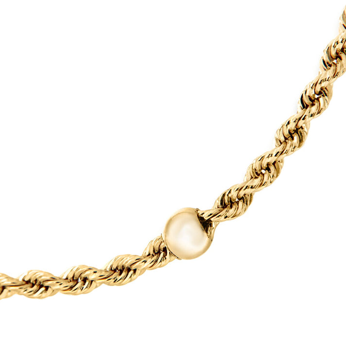 9K Yellow Gold Hollow Rope and 3.5MM Ball Chain Bracelet 7 Inch 1.6 grams 6093015 2