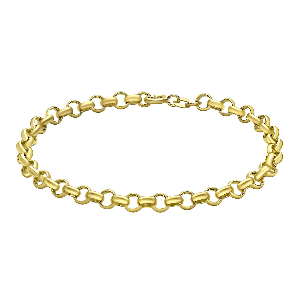 9K Yellow Gold Hollow Round Belcher Bracelet 7 Inch, 2.6 grams