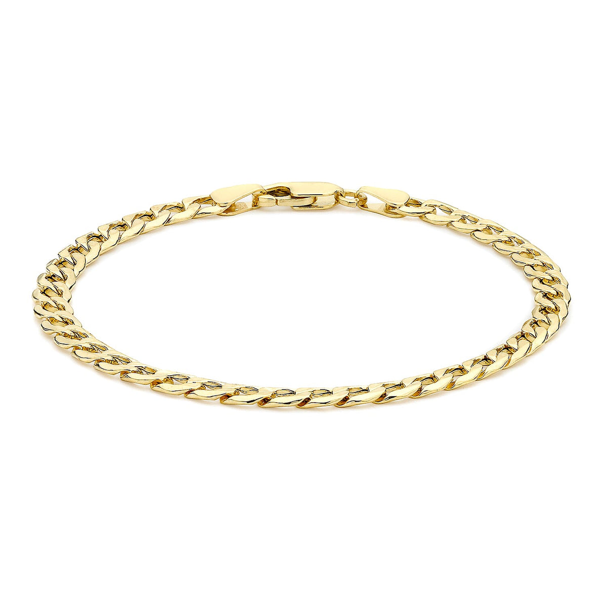 9K Yellow Gold Hollow 6 Sided Curb Chain Bracelet 8.5 Inch 7078120 0
