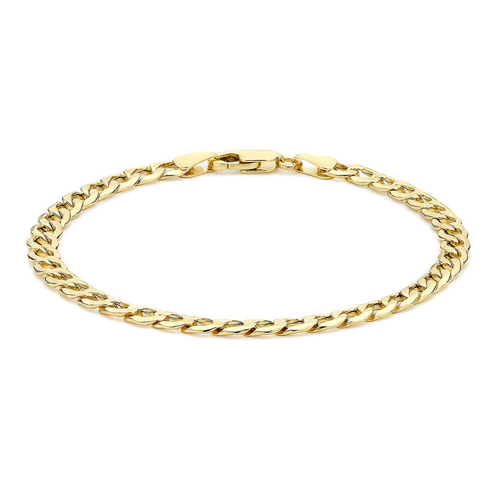 9K Yellow Gold Hollow 6 Sided Curb Chain Bracelet 8.5 Inch 7078120 1