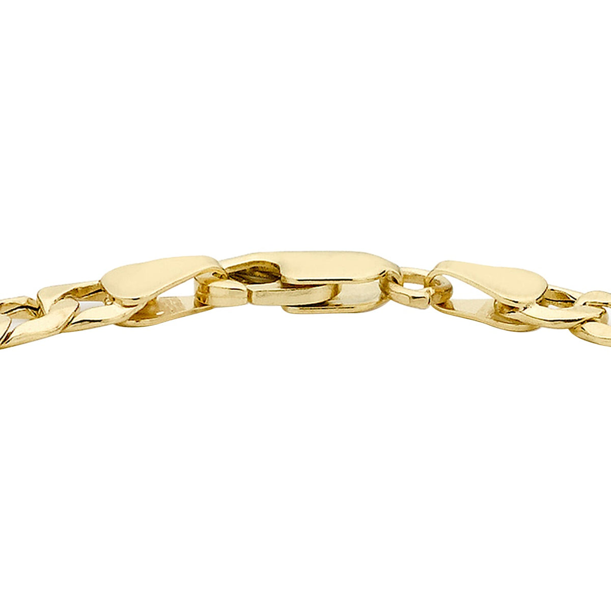 9K Yellow Gold Hollow 6 Sided Curb Chain Bracelet 8.5 Inch 7078120 2