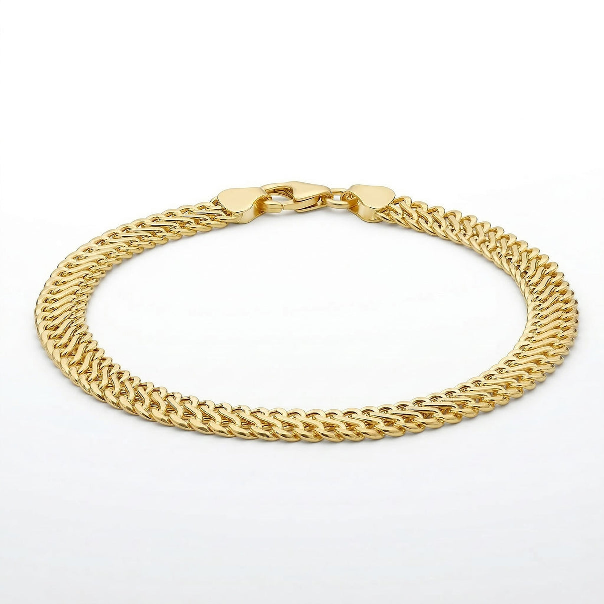 9K Yellow Gold Hollow Woven Curb Bracelet 7.5 Inch 8894663 0