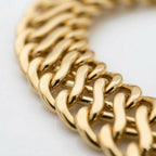 9K Yellow Gold Hollow Woven Curb Bracelet 7.5 Inch