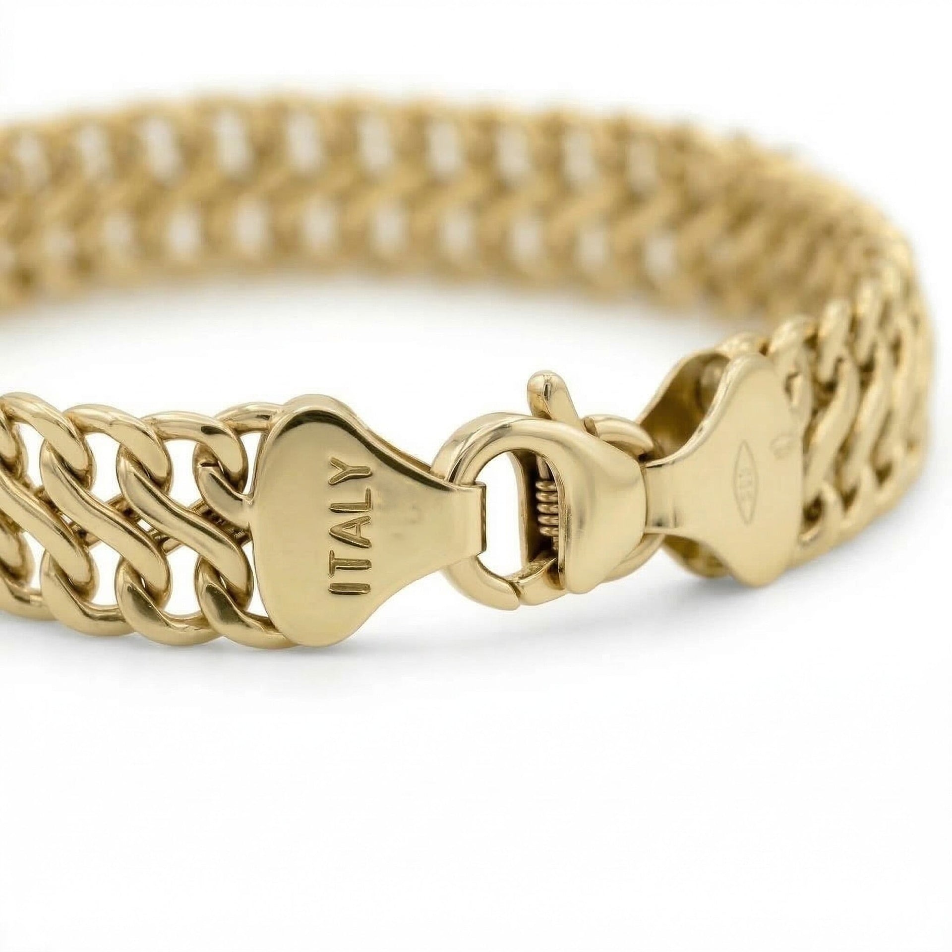 9K Yellow Gold Hollow Woven Curb Bracelet 7.5 Inch 8894663 4