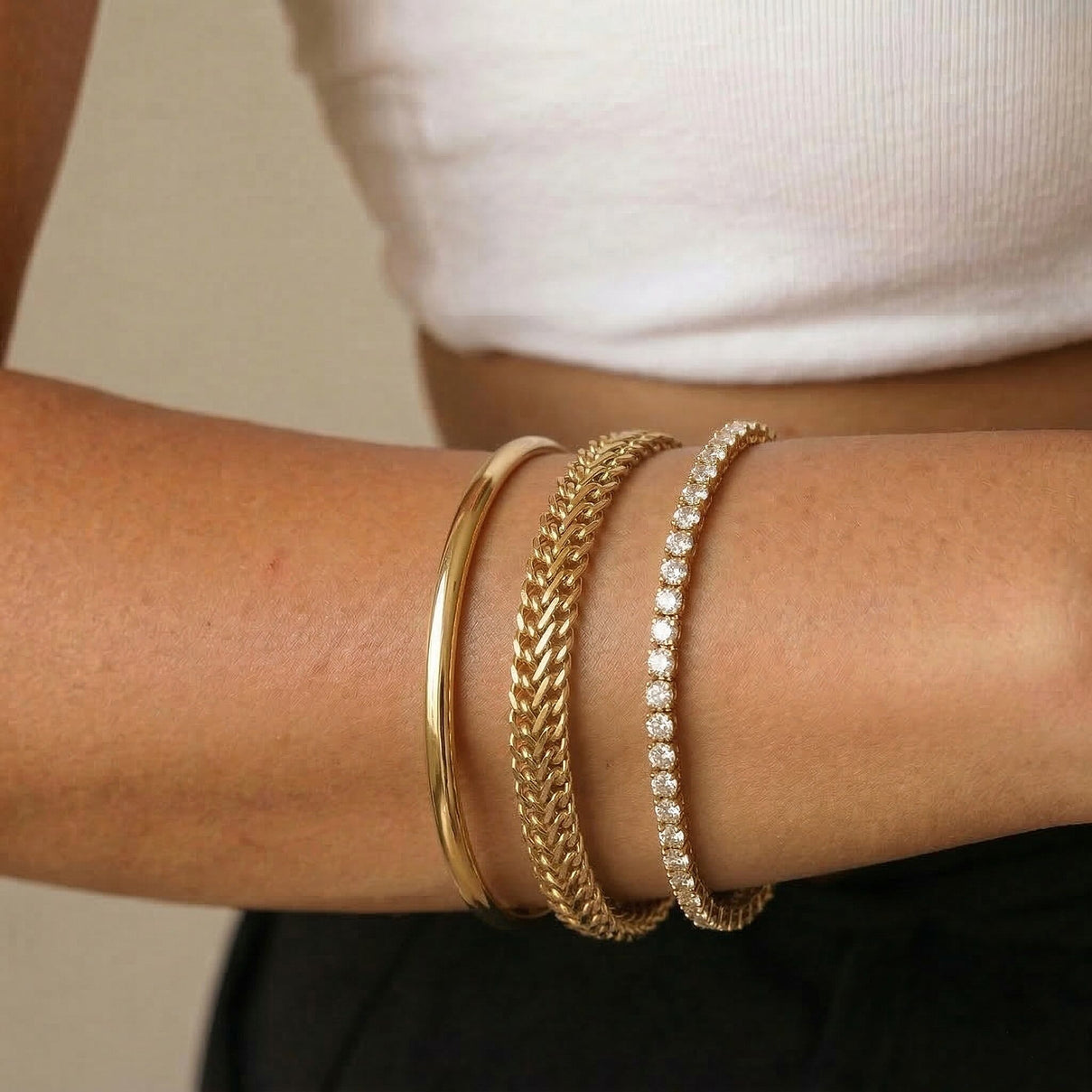 9K Yellow Gold Hollow Woven Curb Bracelet 7.5 Inch 8894663 5