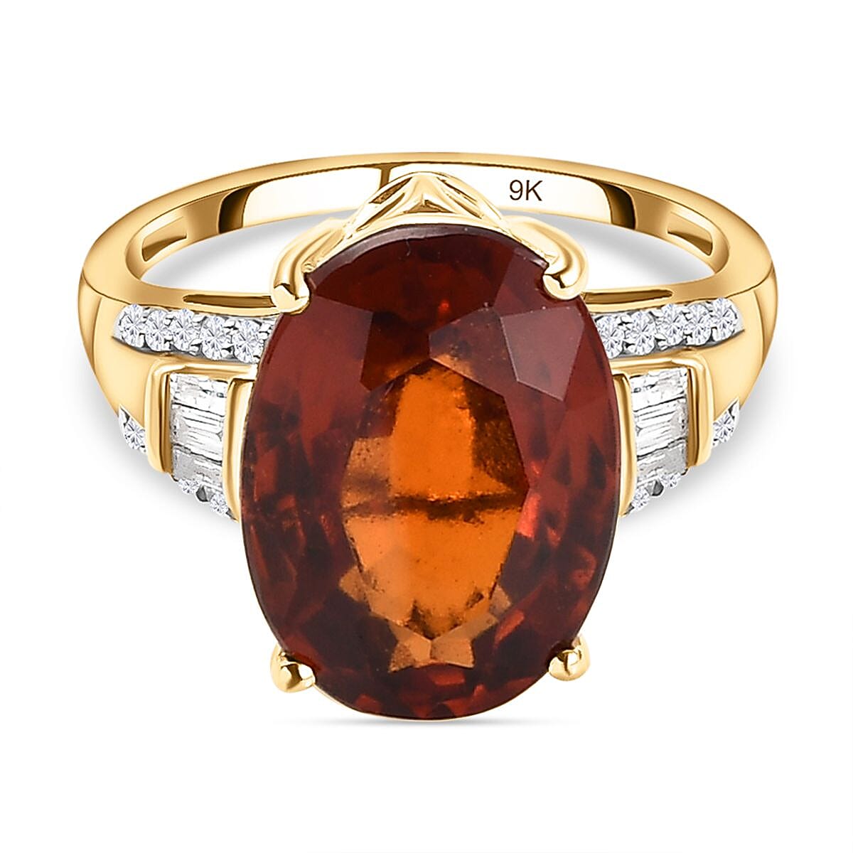 9K Yellow Gold Natural Ceylon Honey Garnet and Diamond Ring 7.59 Ct. 7080868 0