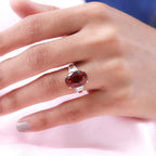 9K Yellow Gold Natural Ceylon Honey Garnet and Diamond Ring 7.59 Ct.