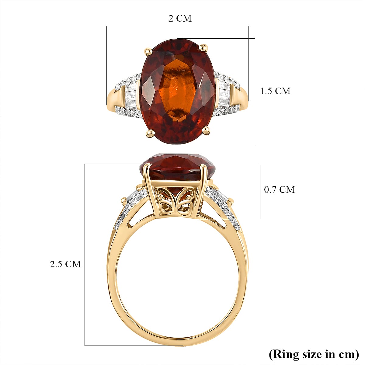 9K Yellow Gold Natural Ceylon Honey Garnet and Diamond Ring 7.59 Ct. 7080868 11