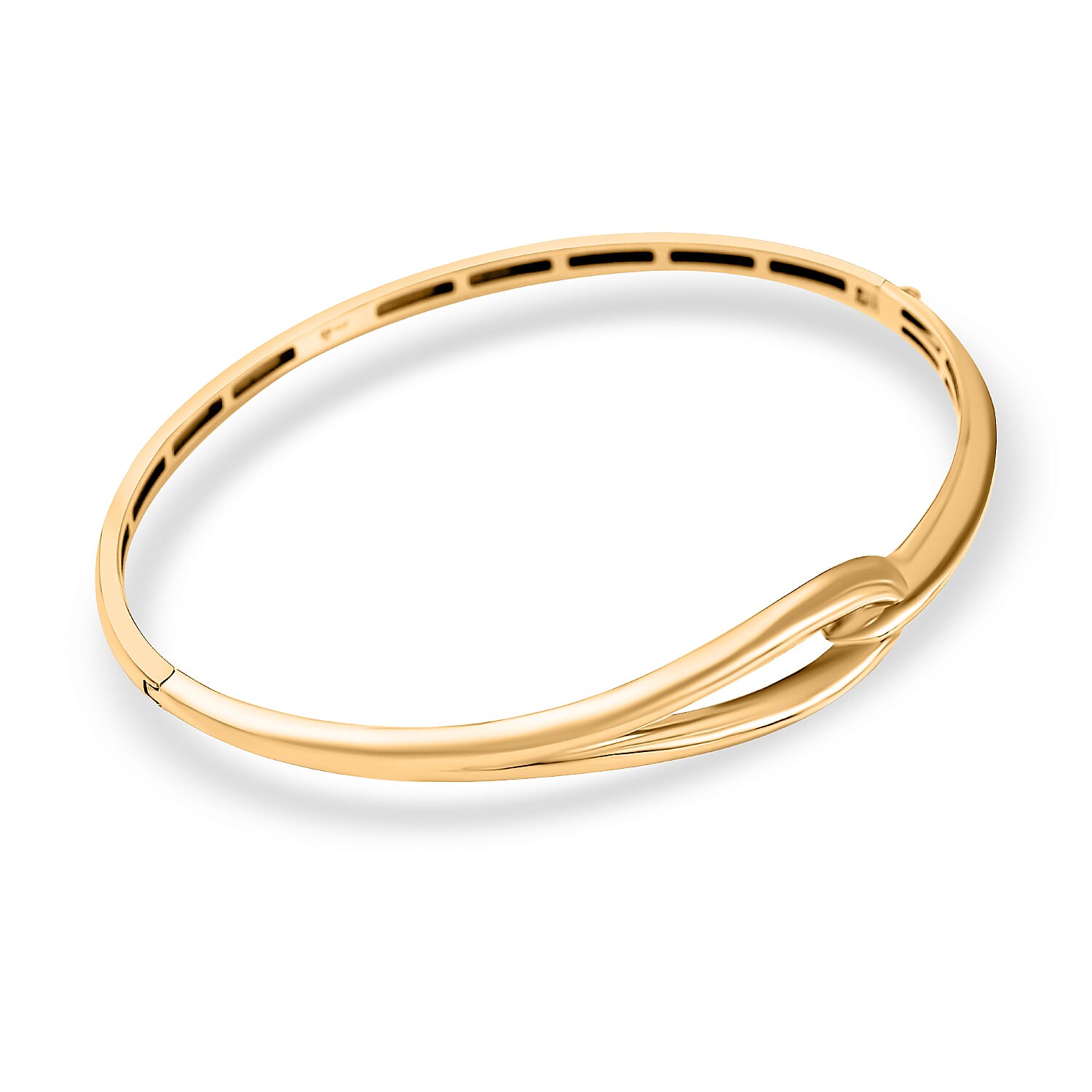 Hatton Garden Closeout - 9K Yellow Gold Hook Knot Openable Hinged Bangle (Size - 7) 7667950 3