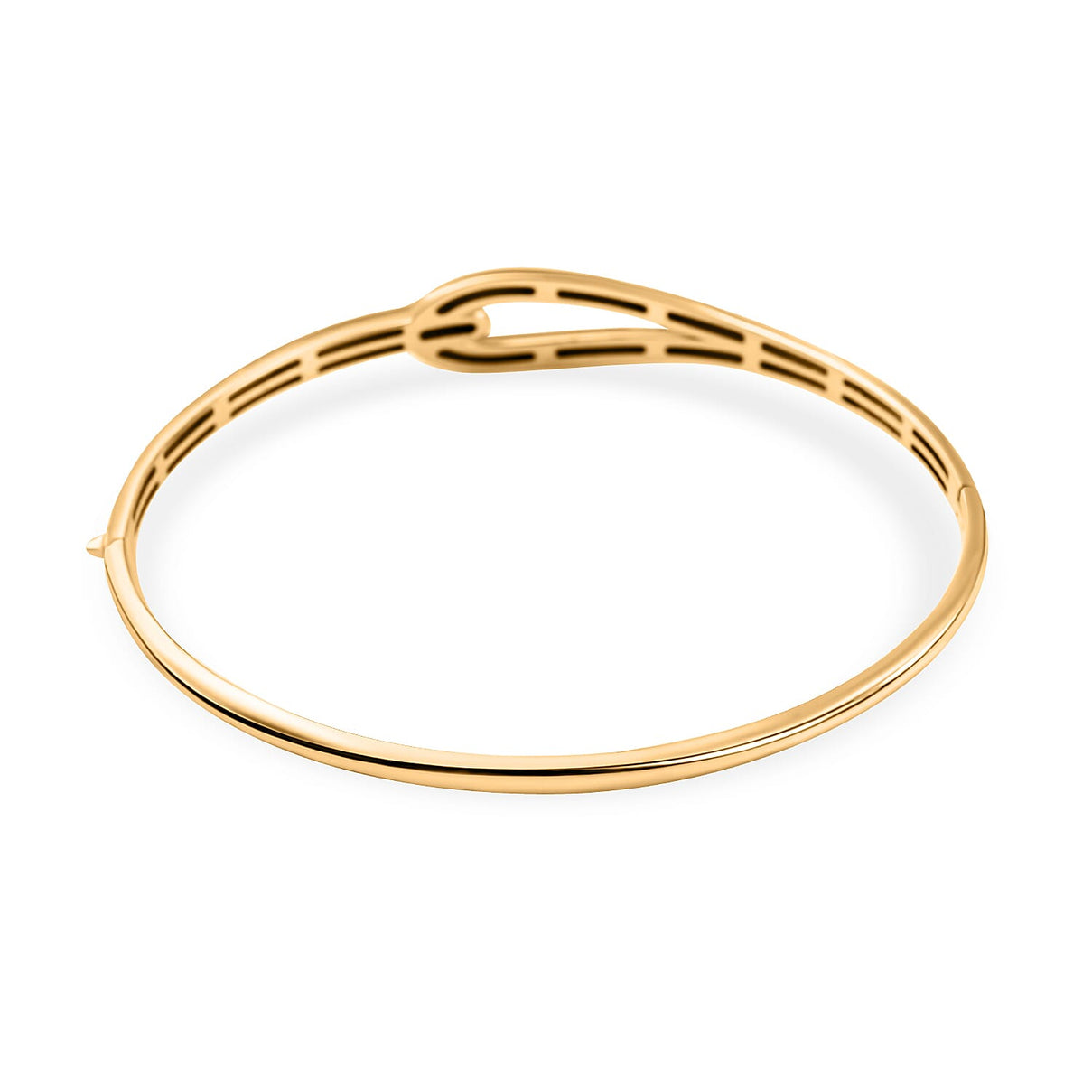 Hatton Garden Closeout - 9K Yellow Gold Hook Knot Openable Hinged Bangle (Size - 7) 7667950 5