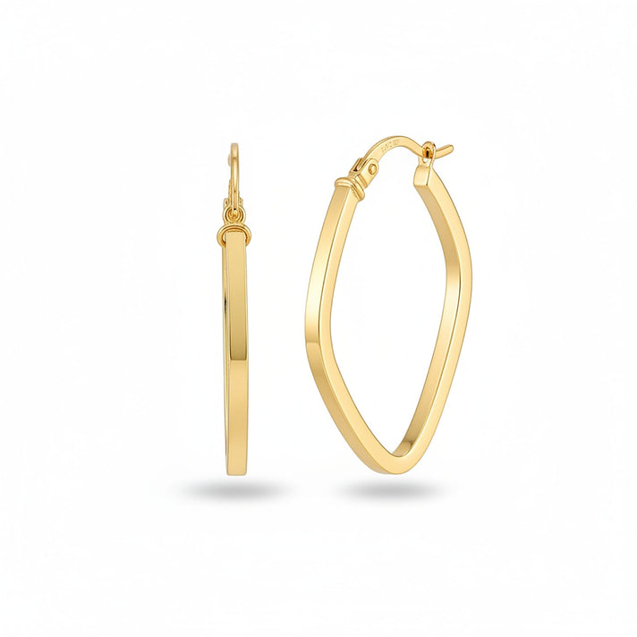 Maestro Collection-9K Yellow Gold Geometric Hoop Earring with Clasp 8341609 1