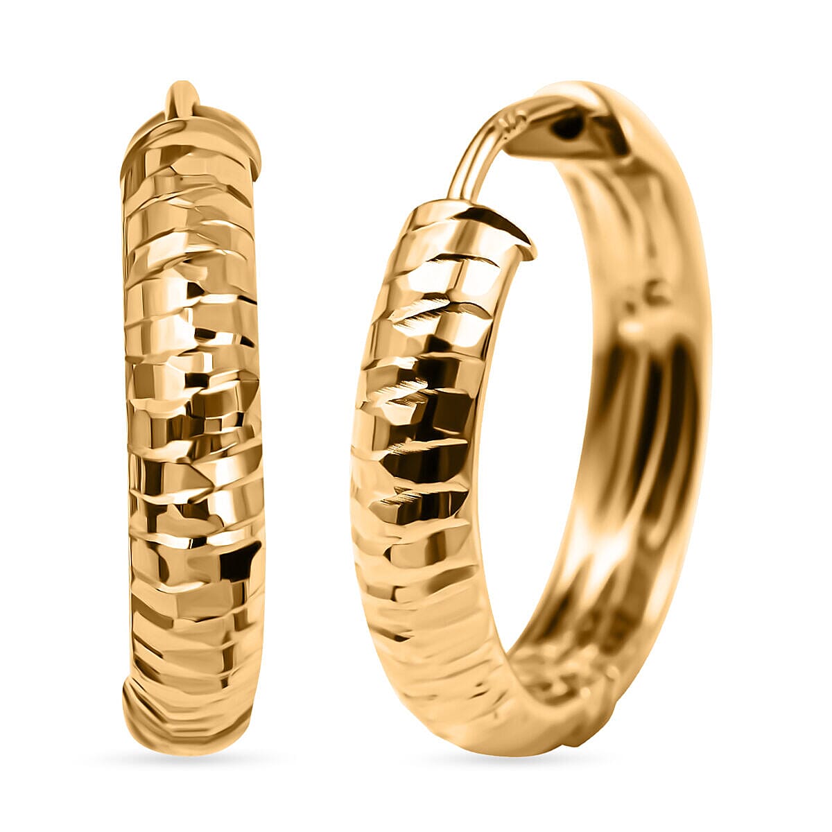 9K Yellow Gold Textured Hoop Earrings. Gold Wt 3.00 Gms 7383368 0