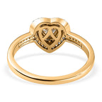 The Rare Find - Yellow Diamond Ring in 9K Yellow Gold with White Diamonds  (0.50 CT)- 0.33 Heart cut Natural Yellow Diamond