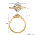 The Rare Find - Yellow Diamond Ring in 9K Yellow Gold with White Diamonds  (0.50 CT)- 0.33 Heart cut Natural Yellow Diamond