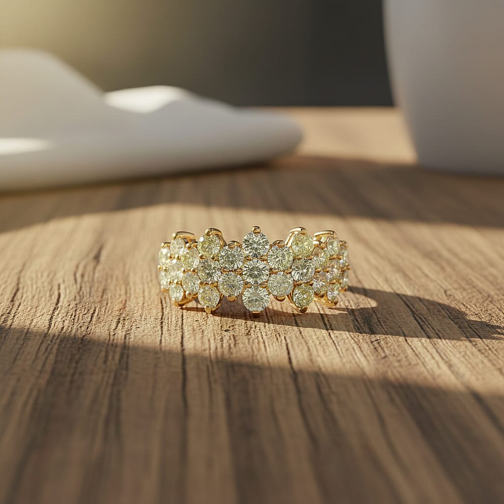 9K Yellow Gold SGL Certified Natural Yellow Diamond (I2-I3) Cluster Ring 1.50 Ct. 8302993 1
