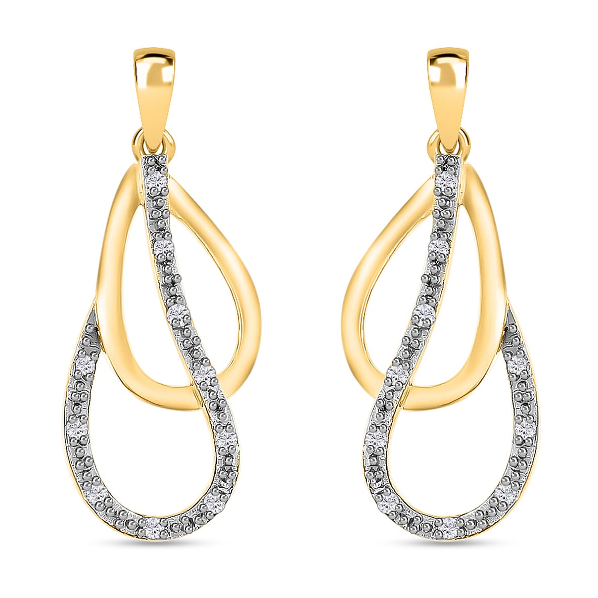 9K Yellow Gold Diamond Double-Teardrop Earrings 0.06 Ct 7518529 0