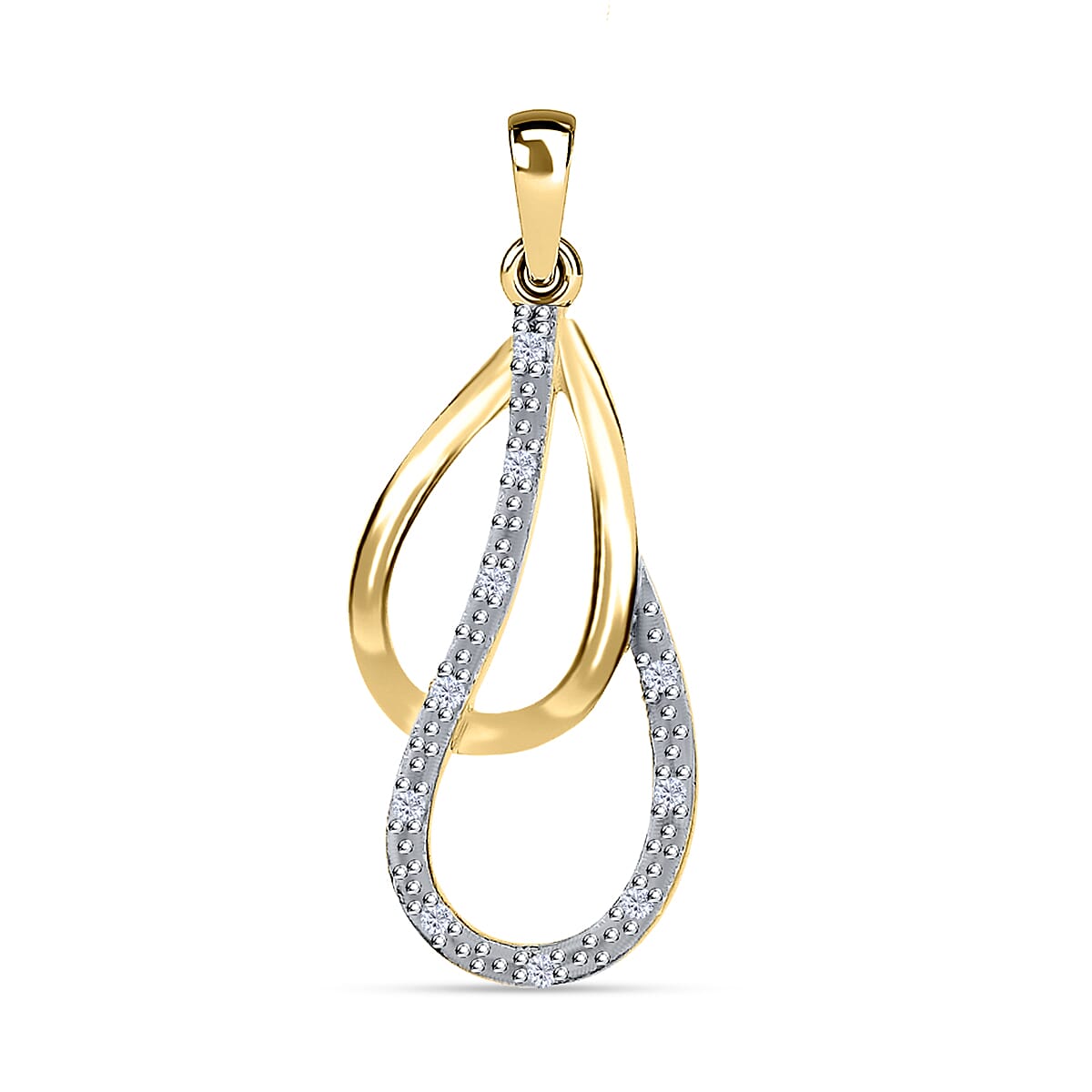 9K Yellow Gold Diamond Double-Teardrop Pendant 0.03 Ct 7518525 0