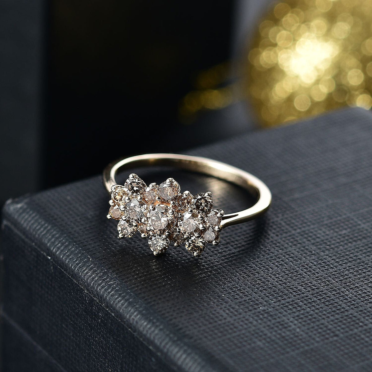 9K Yellow Gold SGL Certified Champagne Diamond Cluster Ring 1.00 Ct. 7997199 3