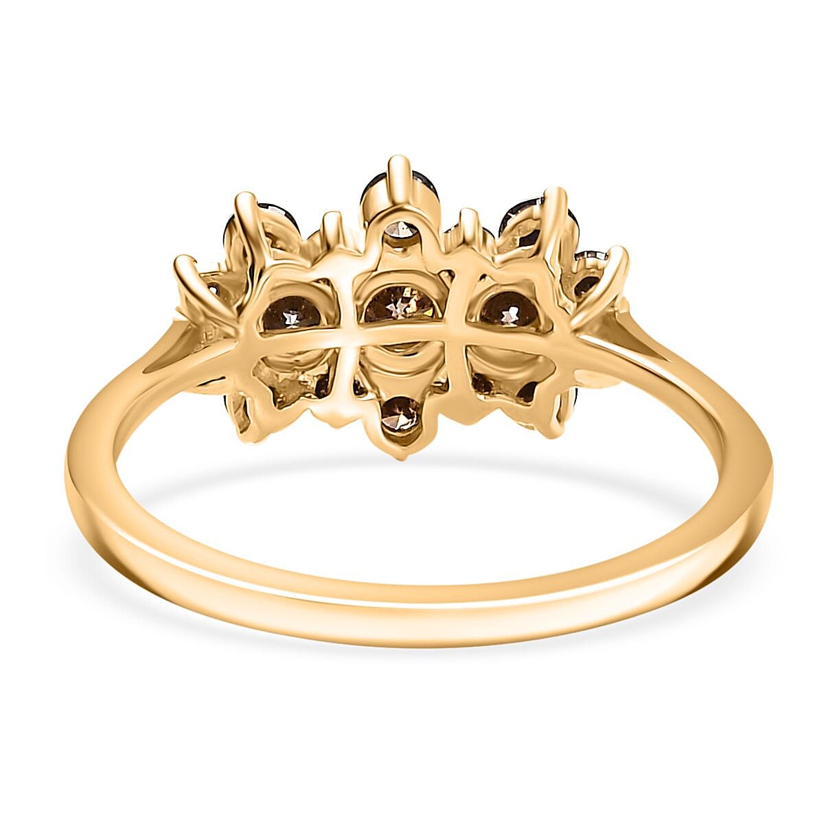 9K Yellow Gold SGL Certified Champagne Diamond Cluster Ring 1.00 Ct. 7997199 9