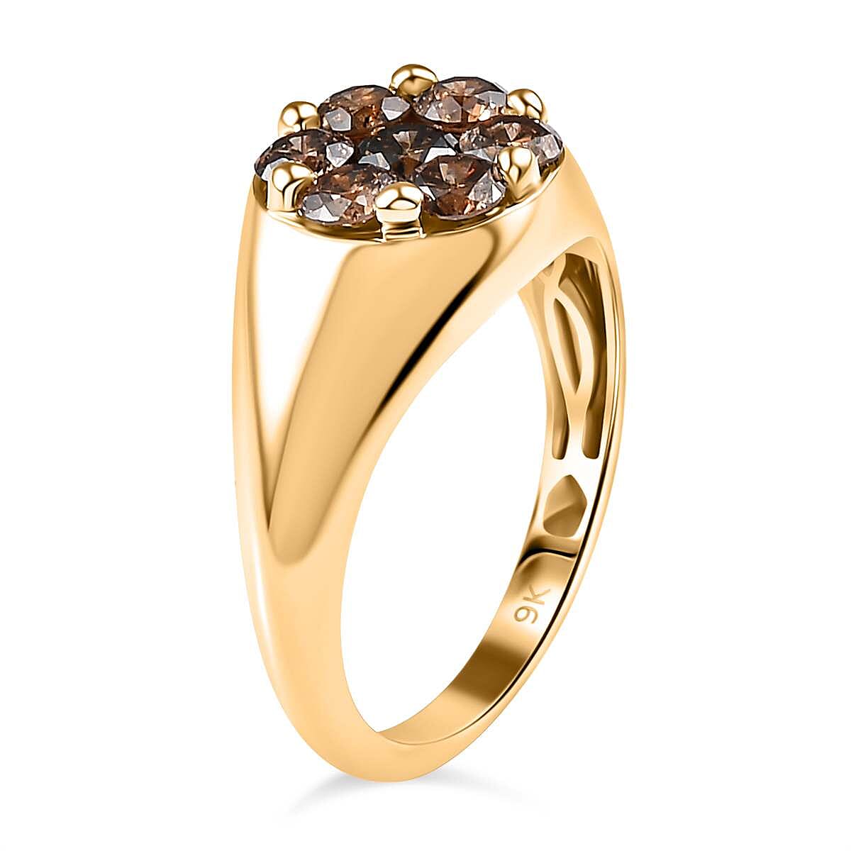 9K Yellow Gold SGL Certified Natural Champagne Diamond Ring 1.00 Ct 7730666 3
