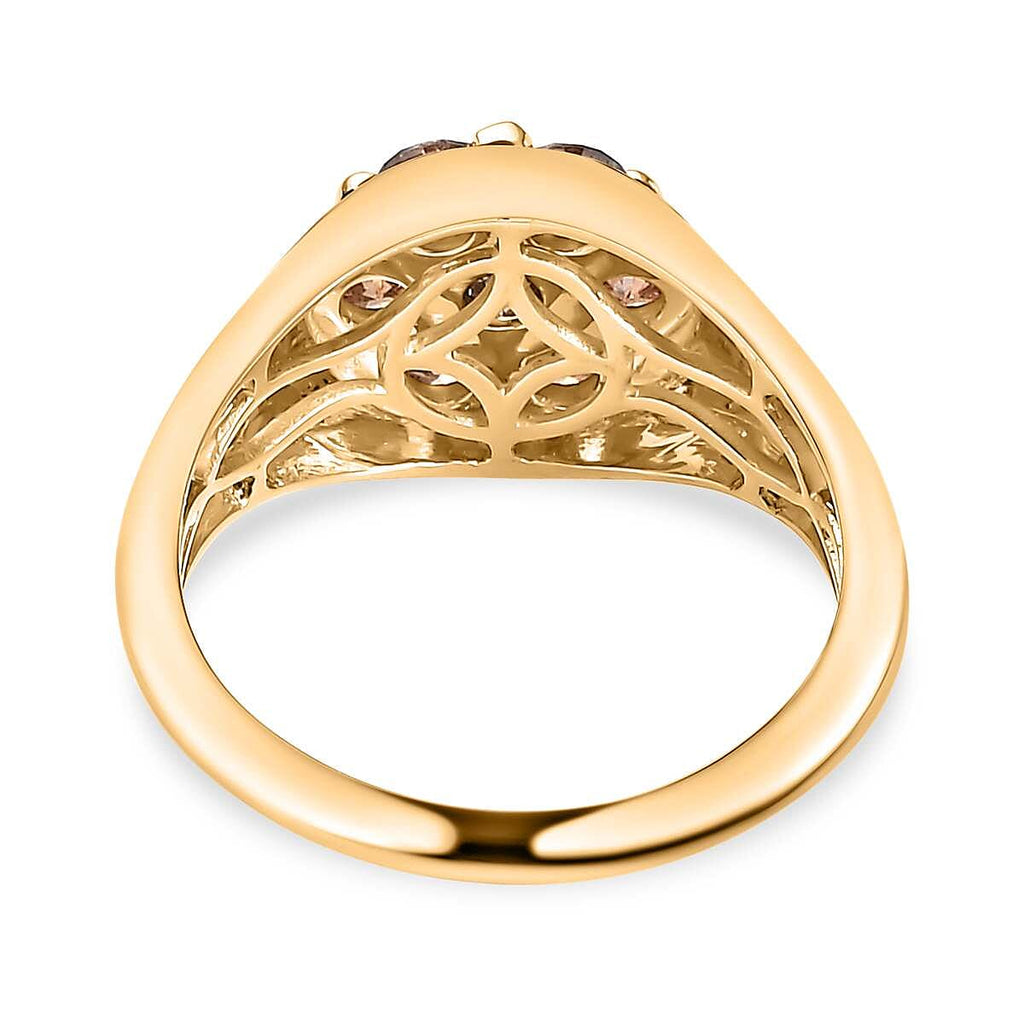 9K Yellow Gold SGL Certified Natural Champagne Diamond Ring 1.00 Ct