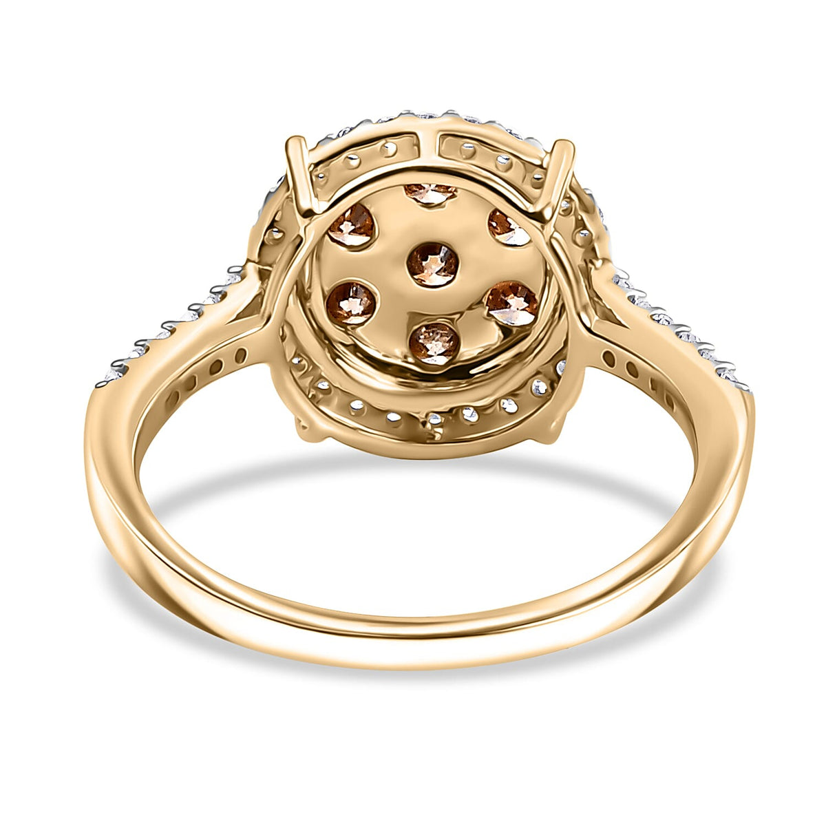 Champagne Diamond and White Diamond Cluster Ring in 9K Yellow Gold, SGL Certified 8017544 5
